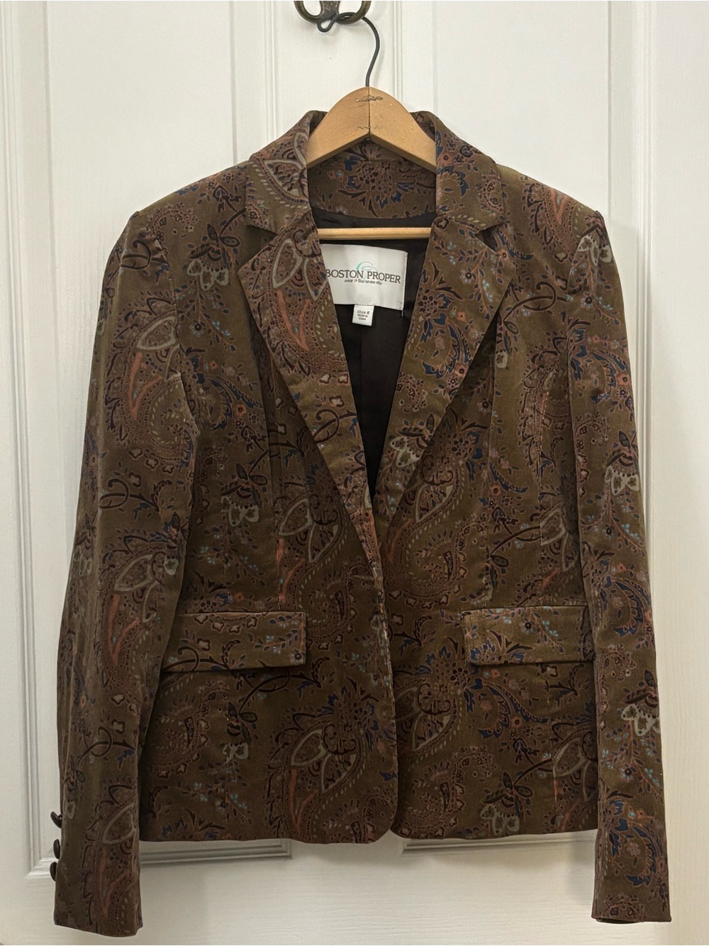 Boston Proper Paisley Corduroy Blazer